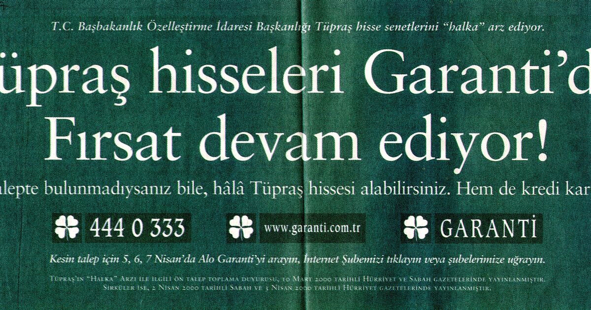Salt Research: Garanti Bankas reklam: Tpra hisseleri Garanti'de! Frsat  devam ediyor.